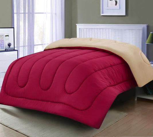 1 PC Single Comforter-Maroon Over Beige Comforters Apricot