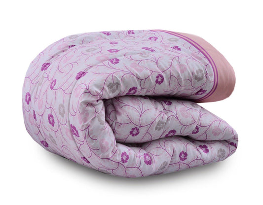 1 PC Single Comforter-Fuchsia Flower Comforters Apricot