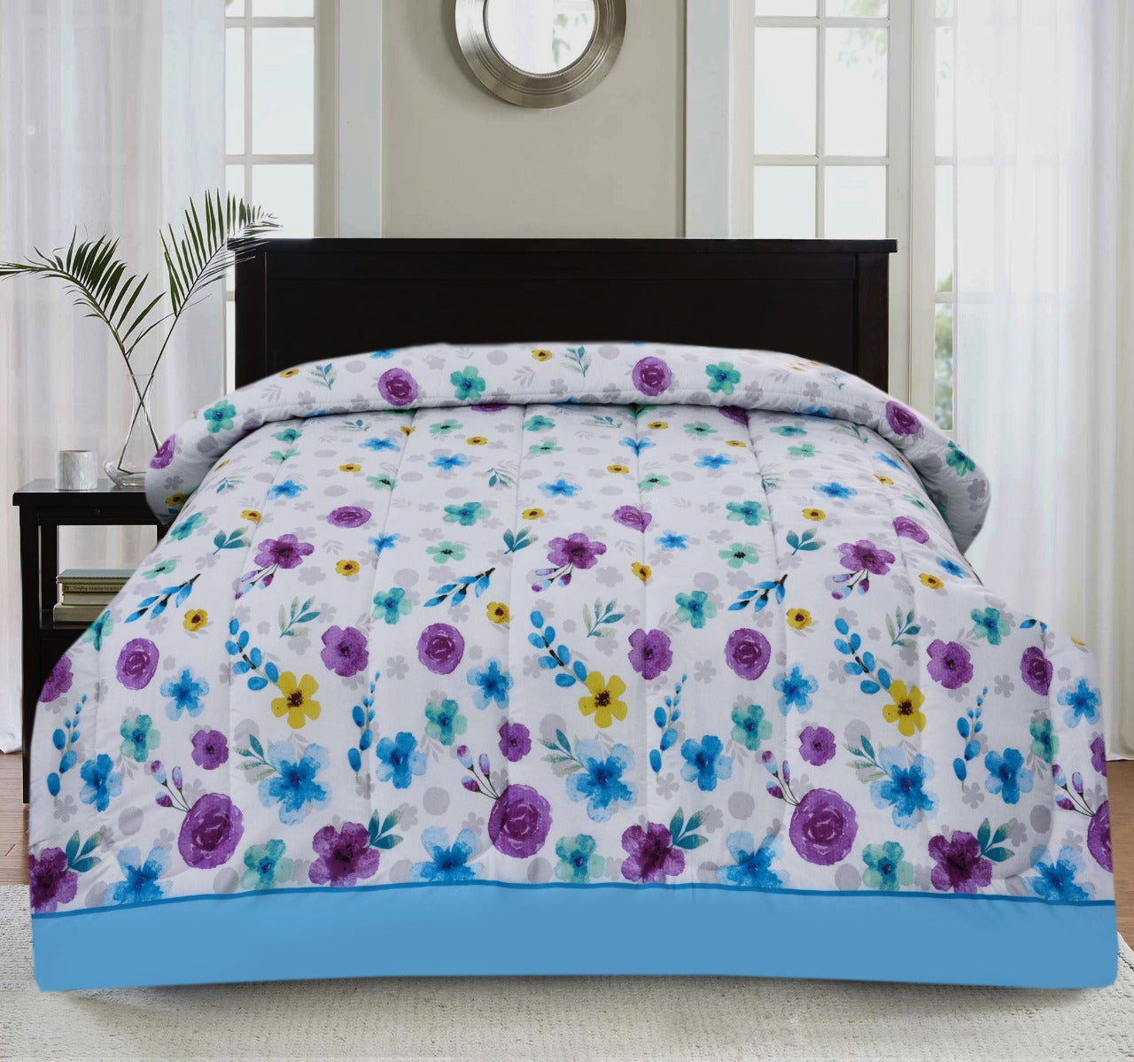 1 PC Double Winter Comforter-Multi Flowers Comforters Apricot