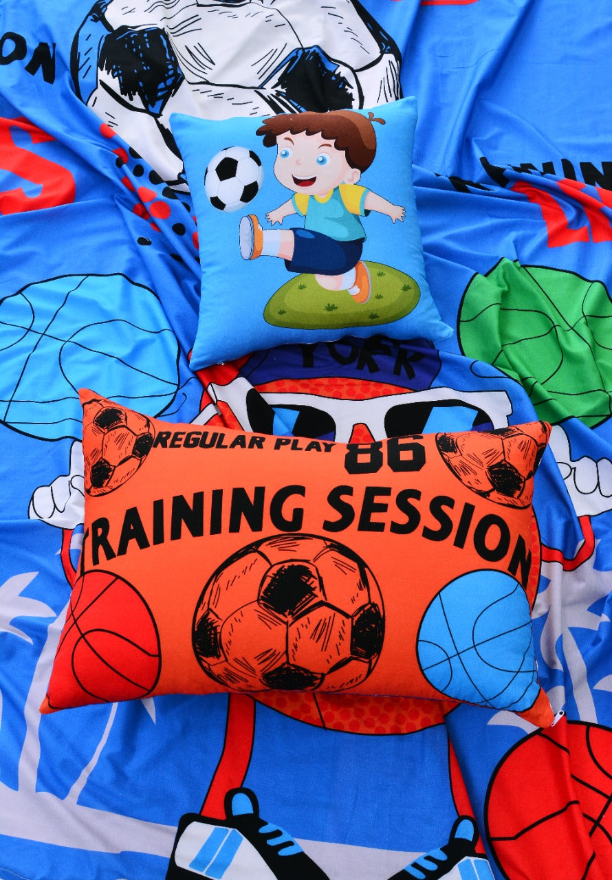 2Pcs Digital Printed Single Bed Sheet- Fun Time single bed sheet Apricot