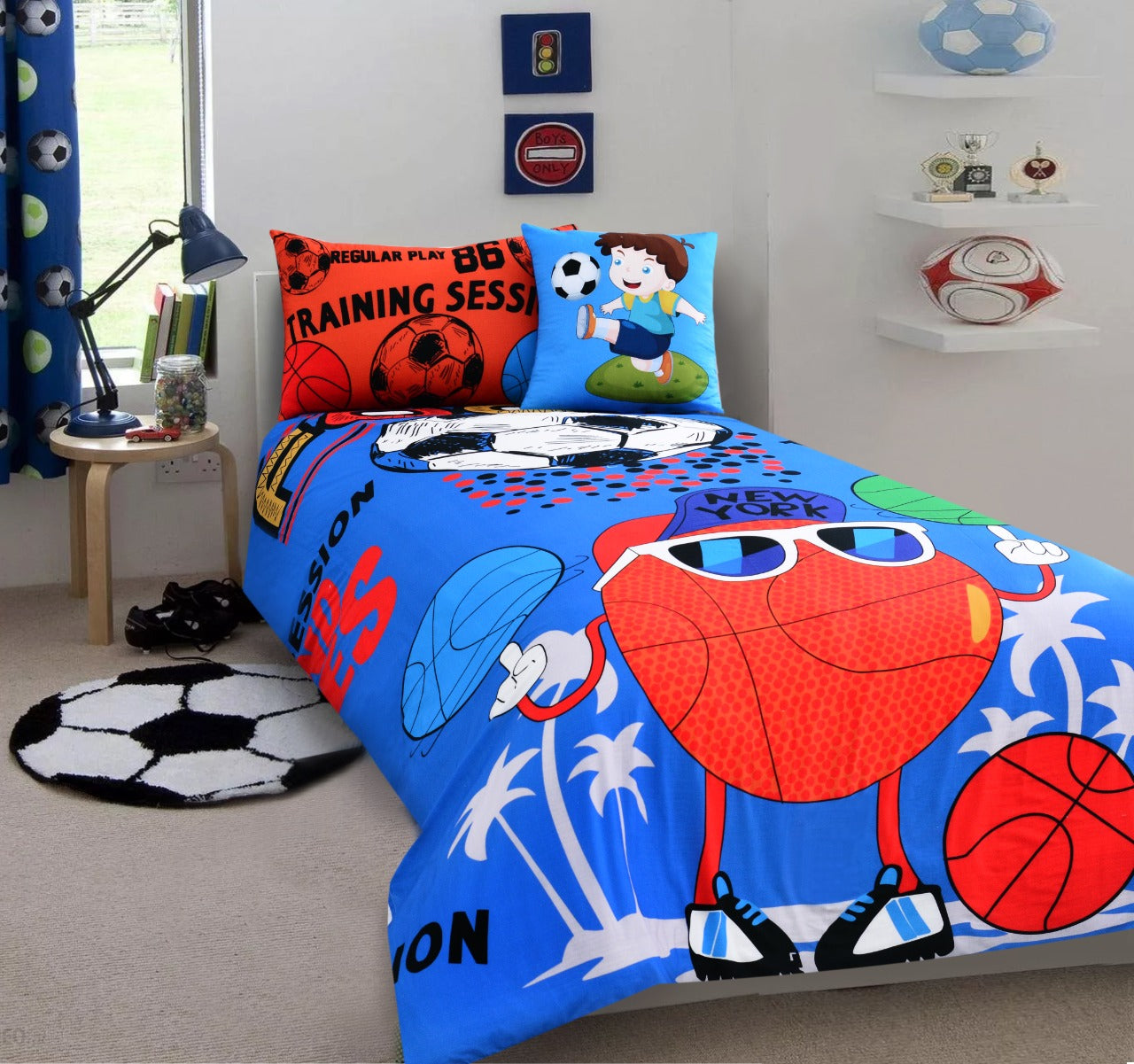 2Pcs Digital Printed Single Bed Sheet- Fun Time single bed sheet Apricot