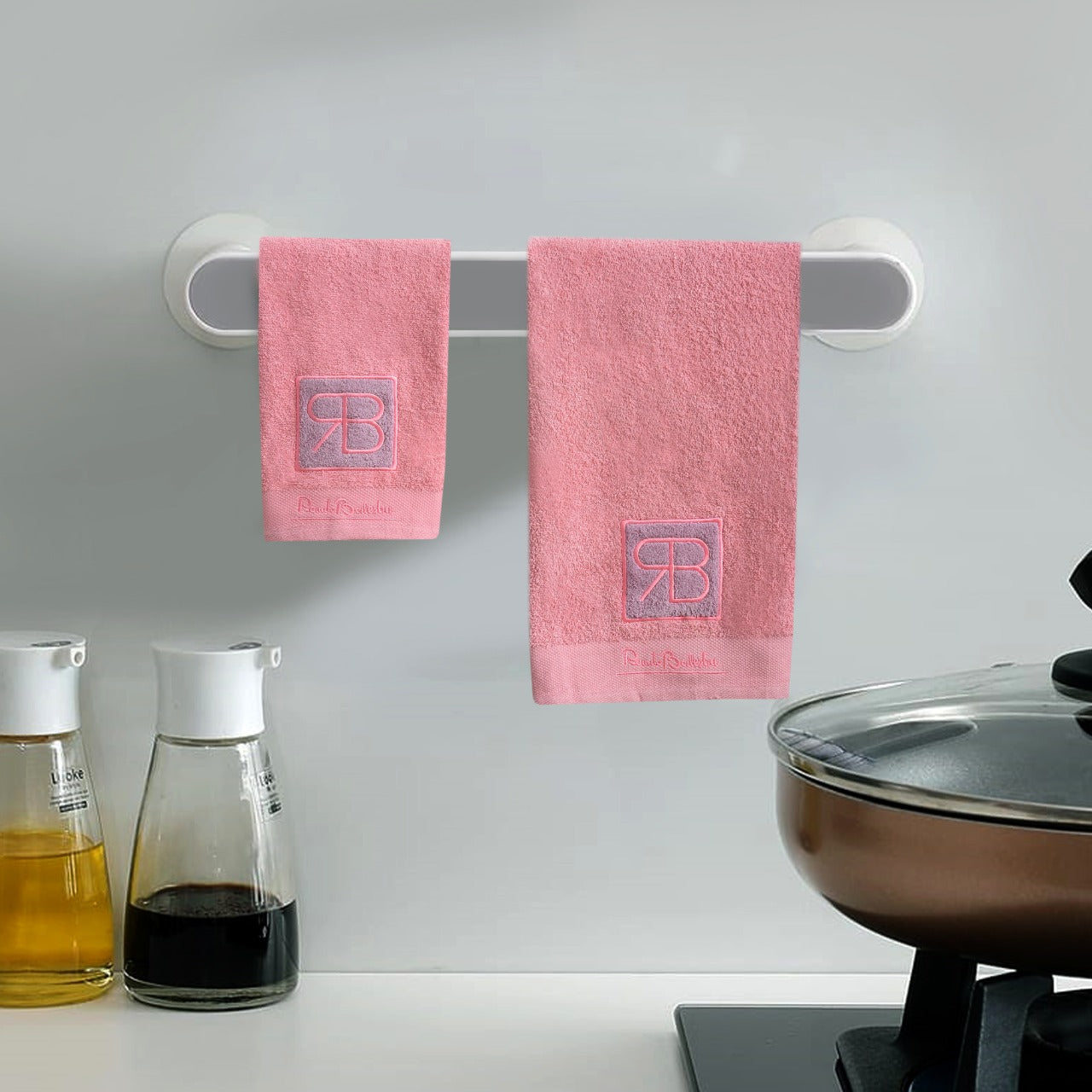 2 PCs RB Embroidered Kitchen Towels- Pink