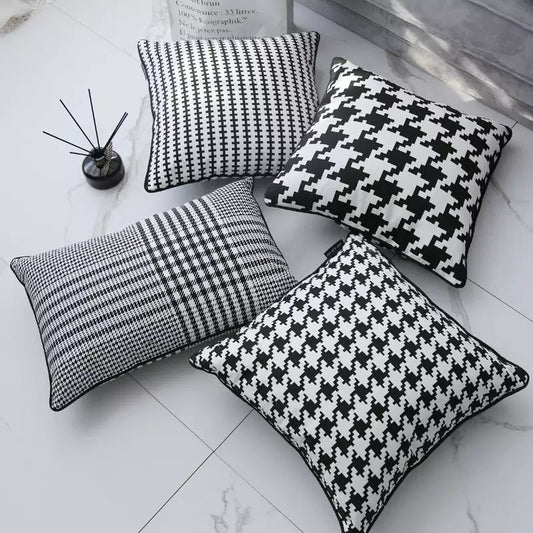 Digital Printed Cushions Assorted 7 PCs-Black Geometric cushions Apricot