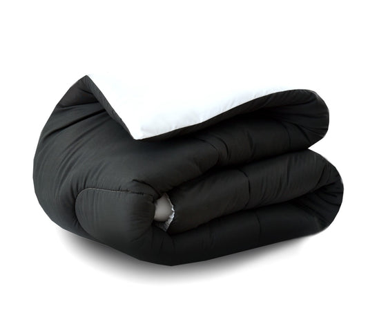 1 PC Double Winter Comforter-Black Over Sliver Comforters Apricot