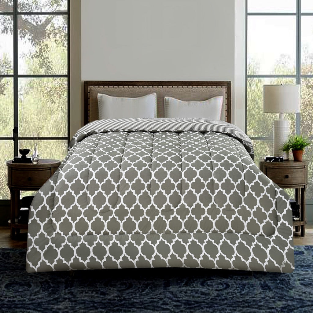 1 PC Double Winter Comforter-Grey Geometric