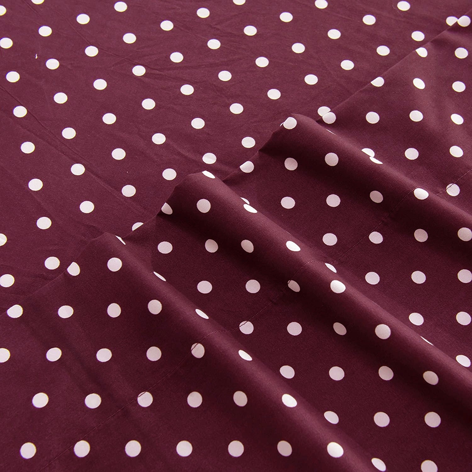Fitted Bed Sheet-Maroon Polka Fitted Sheets Apricot