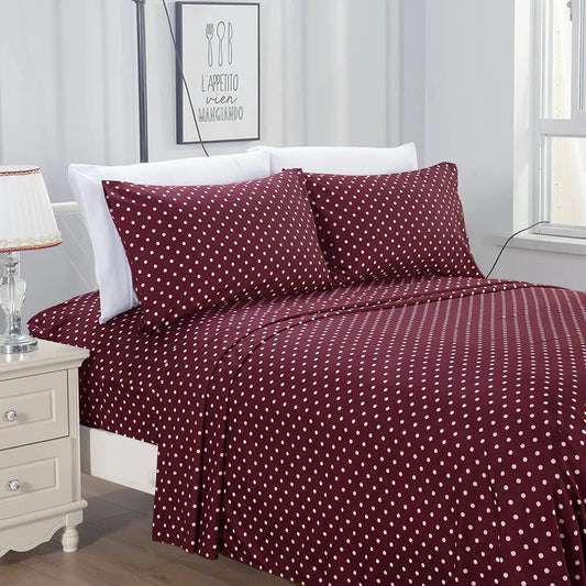2Pcs Single Bed Sheet- Plum Polka single bed sheet Apricot