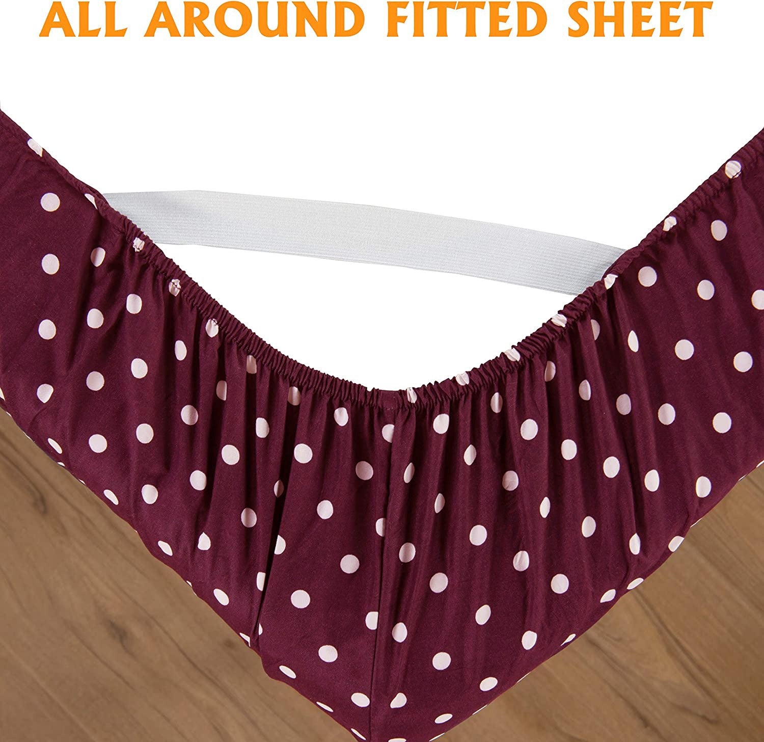 Fitted Bed Sheet-Plum Polka Fitted Sheets Apricot