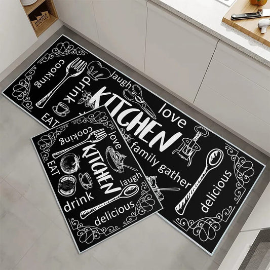 Premium Padded Anti slip Kitchen Mat Set-Delicious Rugs Apricot