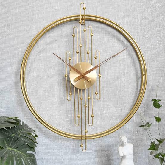 60Cm Modern Design Metallic Wall Clock-(SA2111-19) Clock Apricot