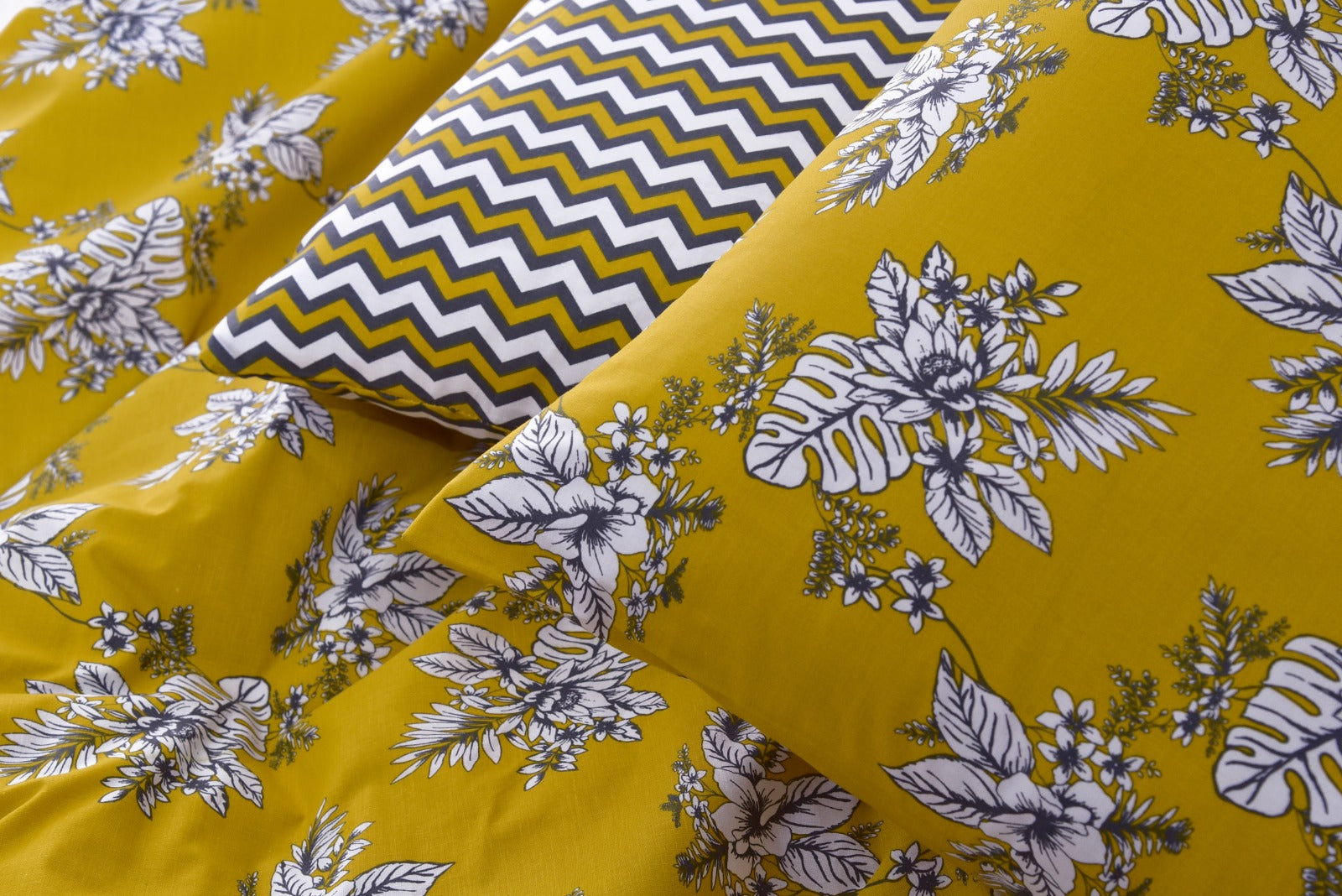 8PCs Mustard Garden Duvet Cover Bed Sheets Apricot