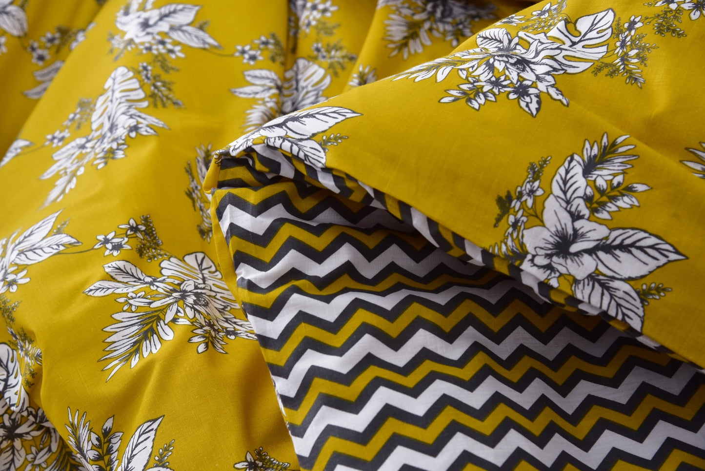8PCs Mustard Garden Duvet Cover Bed Sheets Apricot