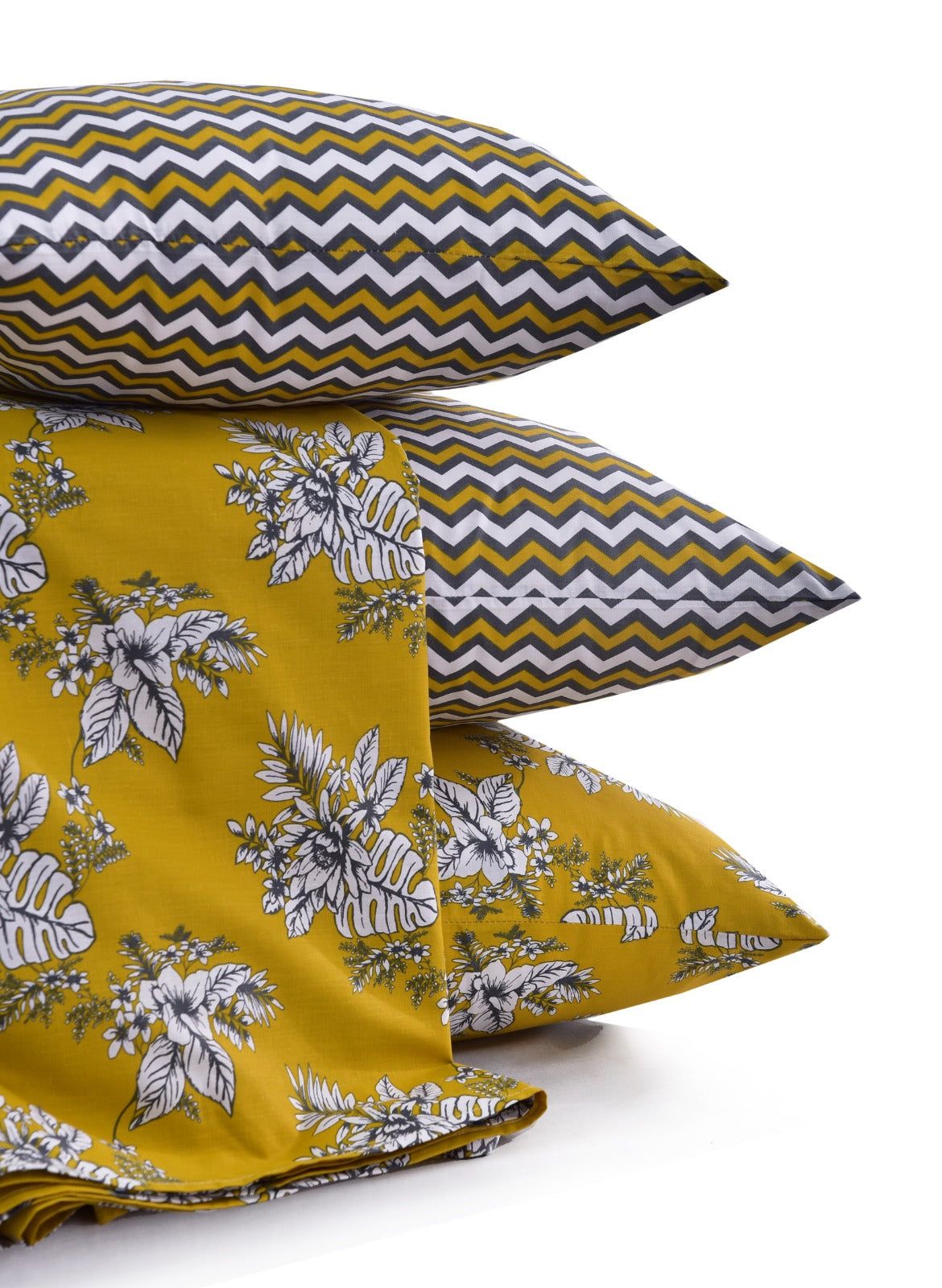 8PCs Mustard Garden Duvet Cover Bed Sheets Apricot