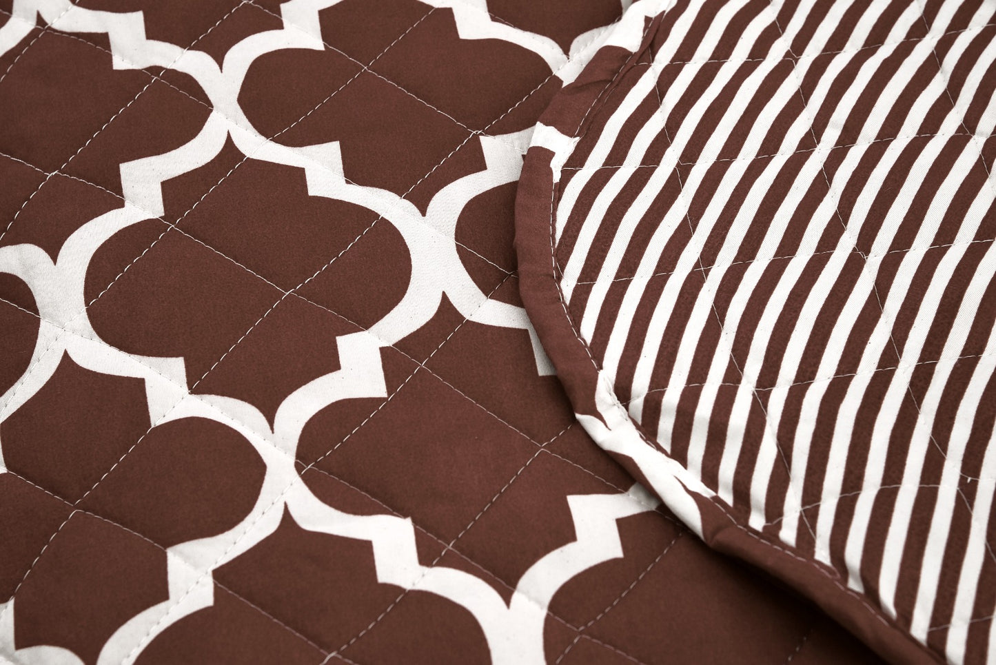 6 PCs Bed Spread Set-Brown Geometric Bed Spread Apricot