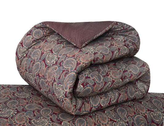 1 PC Single Comforter-Maroon Paisleys