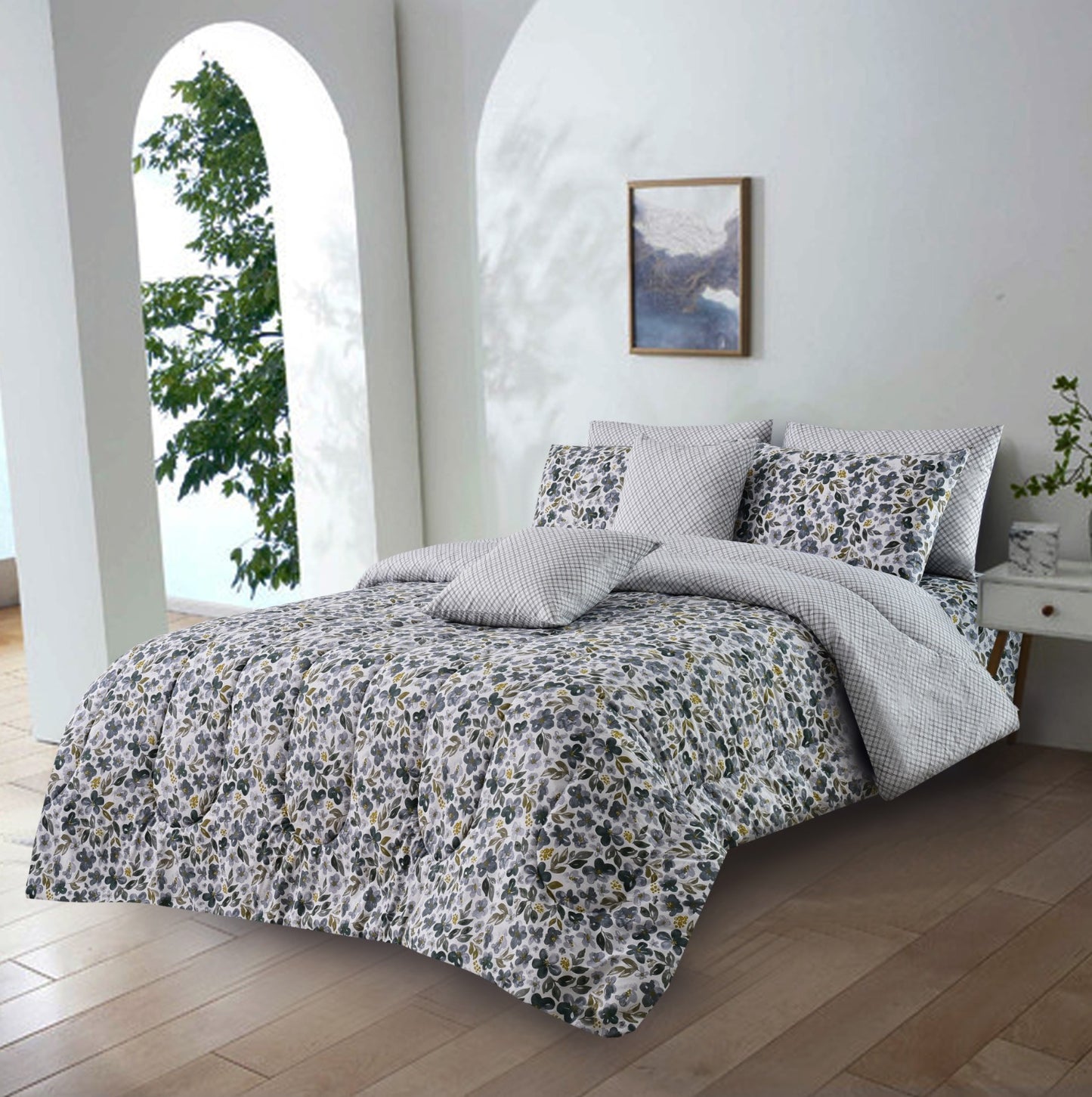 8 PCs Winter Comforter Set-Patrol Flower