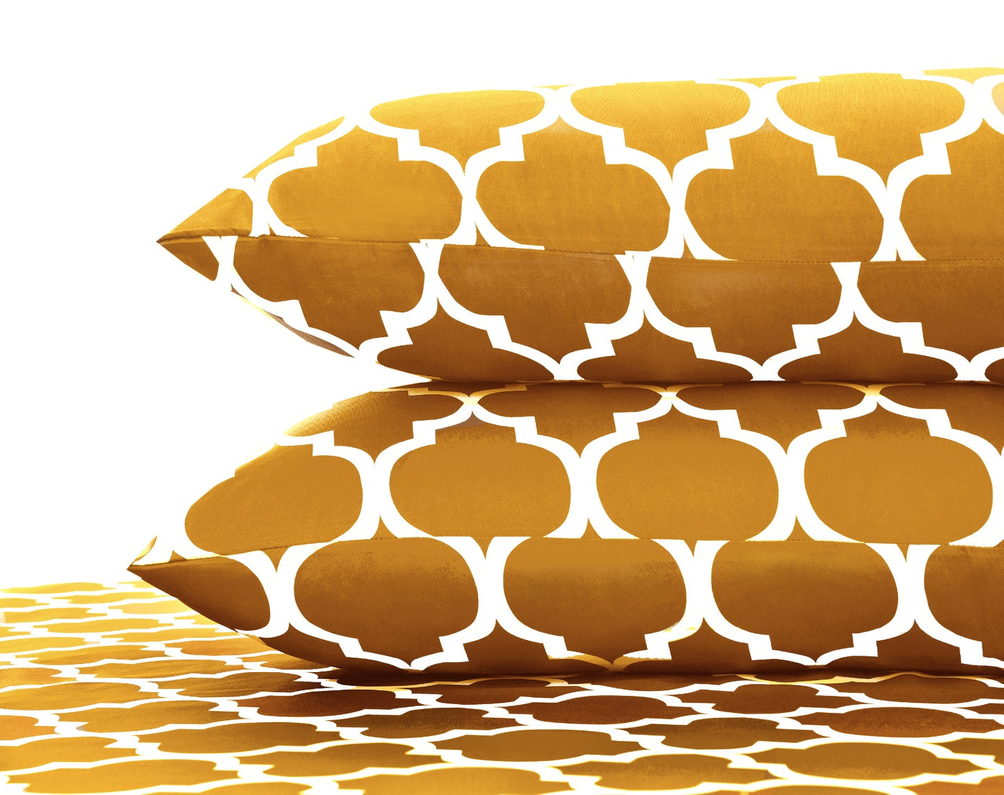 Fitted Bed Sheet-Mustard Geometric Fitted Sheets Apricot