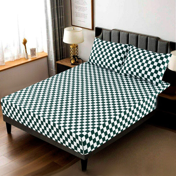 Fitted Bed Sheet-Green Chess