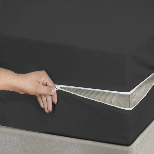 Zipper Mattress Cover Printed-Black Protectors Apricot