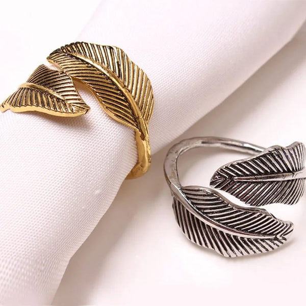 Napkin Holder Rings-Creative Leaf Silver