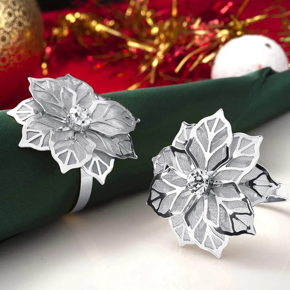 Napkin Holder Rings-Silver Flower