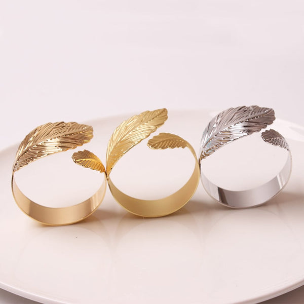 Napkin Holder Rings-Golden Feathers