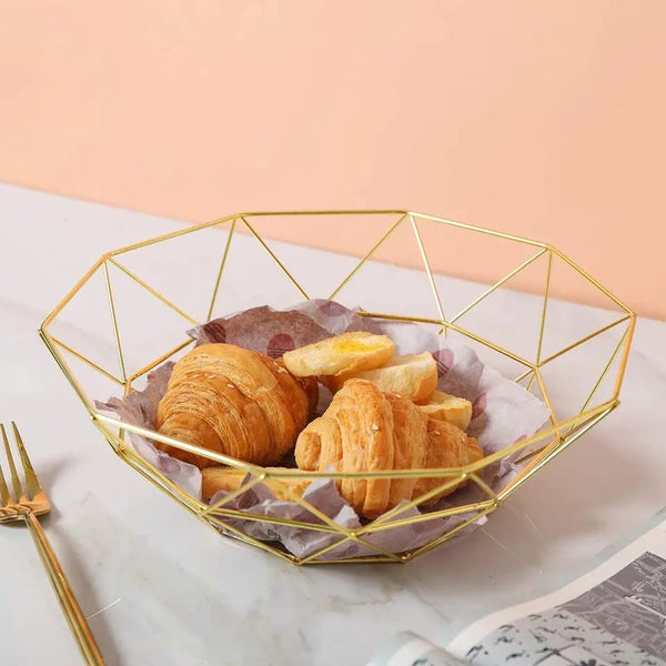 Creative Iron Fruit Basket-(5291) Golden