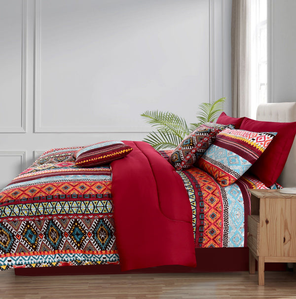 8 PCs Winter Comforter Set-Ethnic Pattern