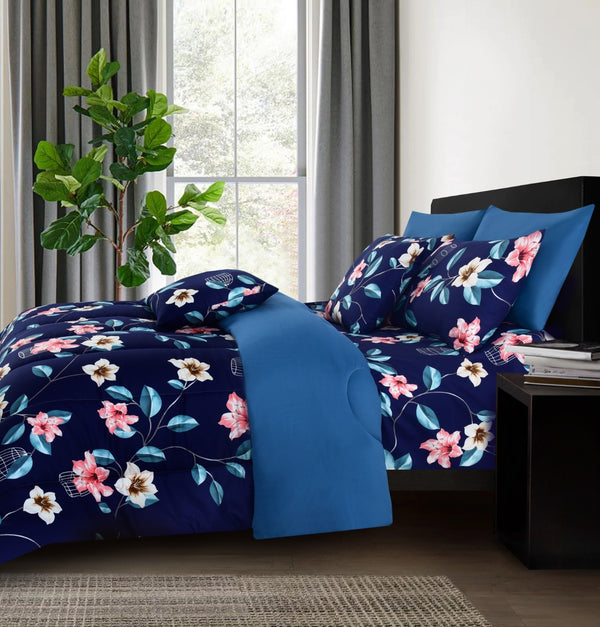 8 PCs Winter Comforter Set-Rosette Flower