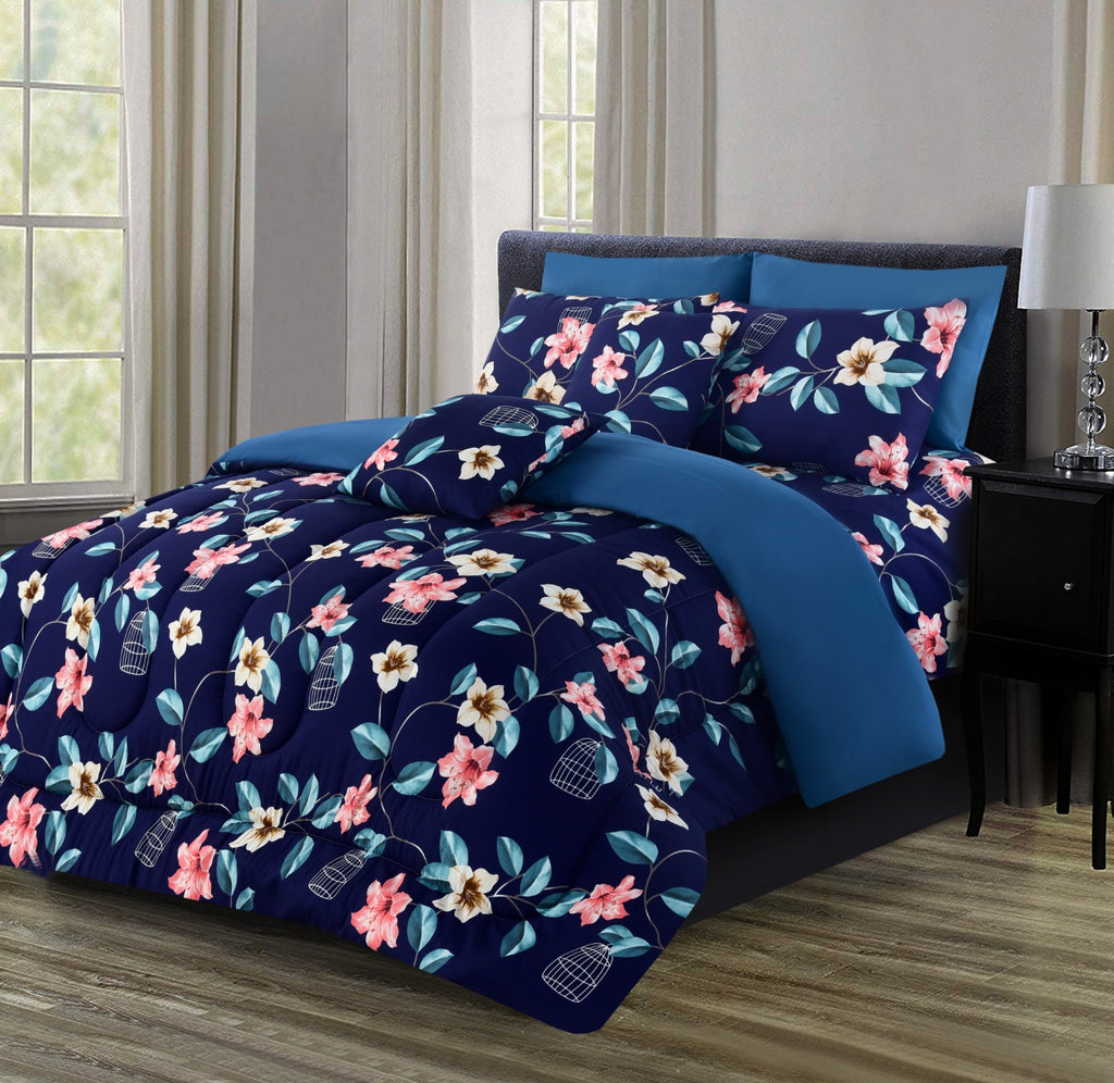 8 PCs Winter Comforter Set-Rosette Flower