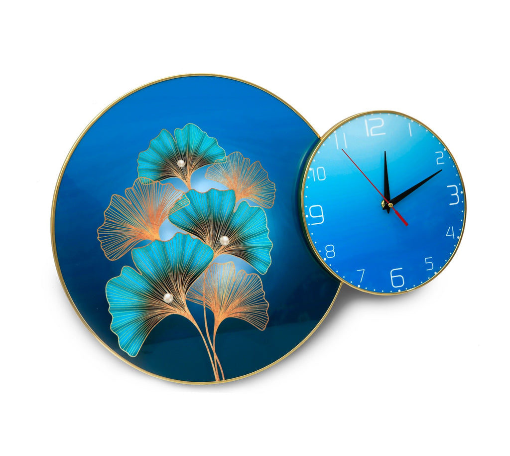 Aqua Ginkgo Frame with Clock