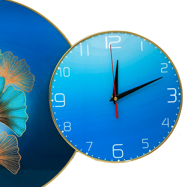 Aqua Ginkgo Frame with Clock