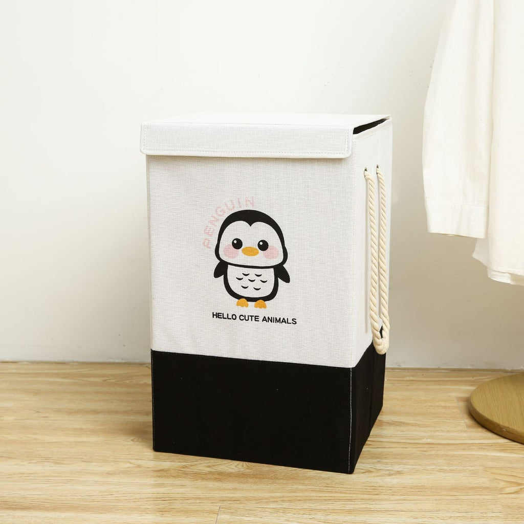 Cart Laundry Basket with Lid-Penguin