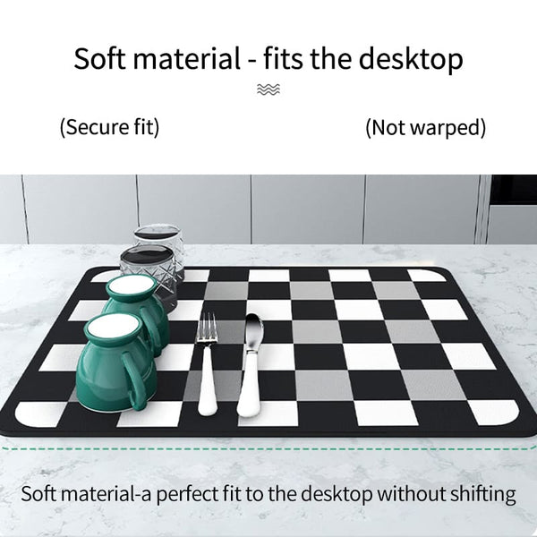 Anti Slip Dish Drying Mat-Black (5398) Chess