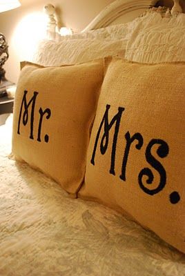 2 PCs Digital Printed Cotton Cushions-Mr. & Mrs.