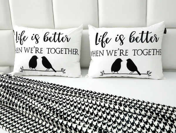 2 PCs Digital Printed Cotton Cushions-Life is Better