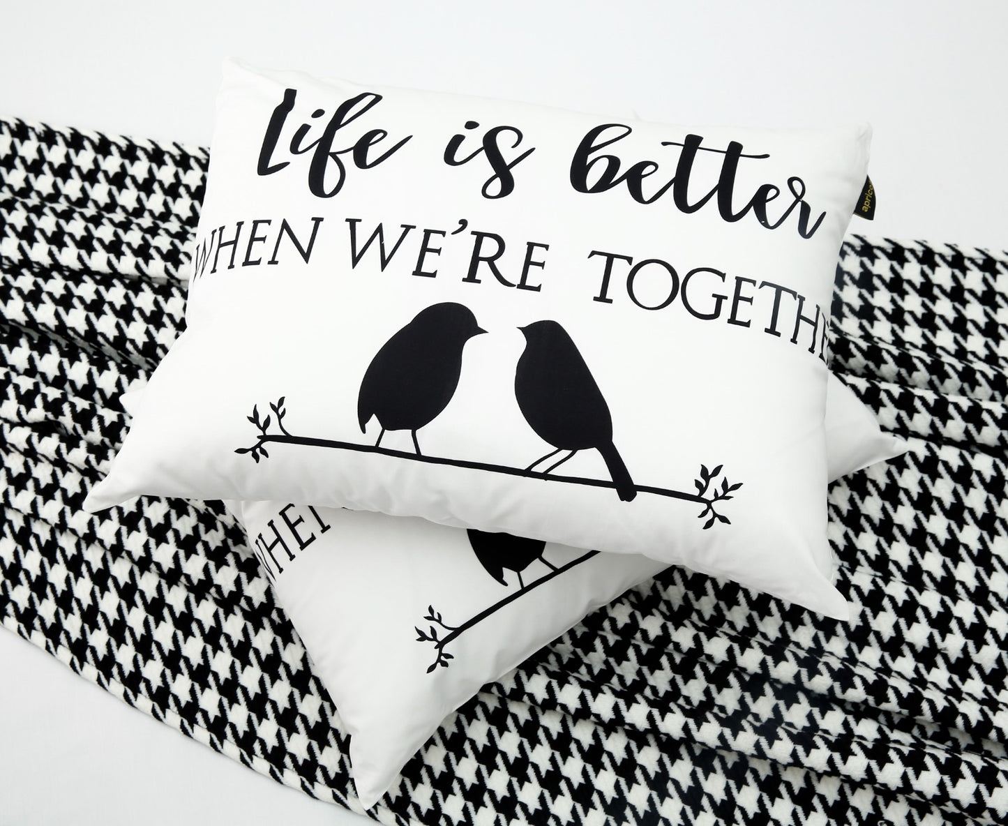 2 PCs Digital Printed Cotton Cushions-Life is Better