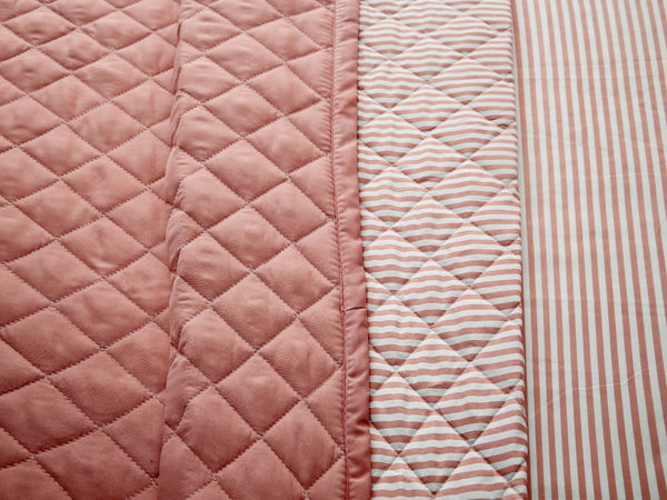 6 PCs Reversible Bed Spread Set-Pink Stripes
