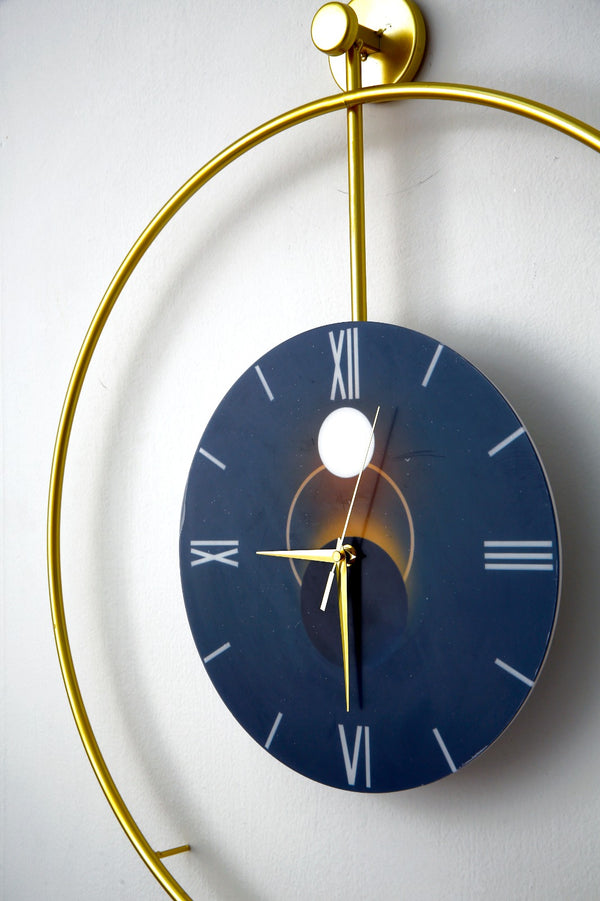 68CM Wall Clock Golden Metallic-Ellipse