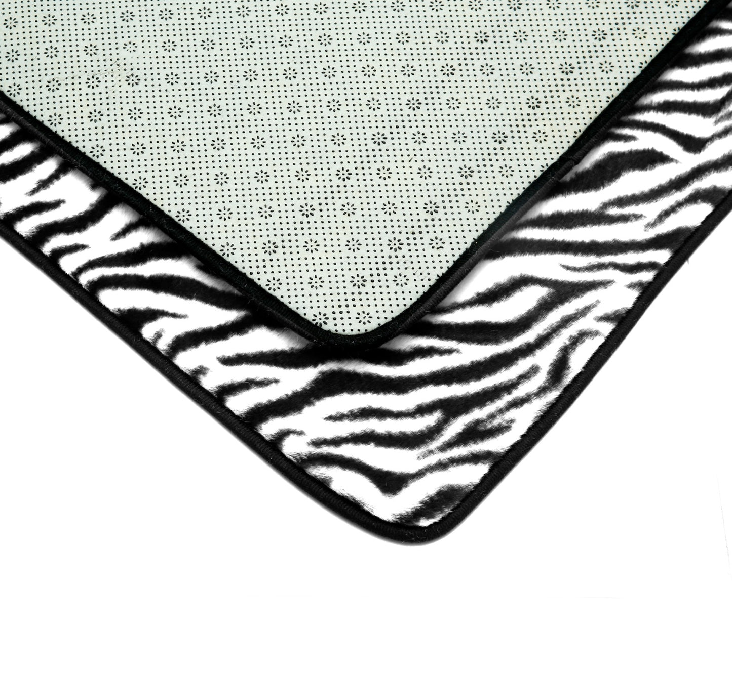 3 PCs Anti Skid Commode Mat Set-Black Zebra Print