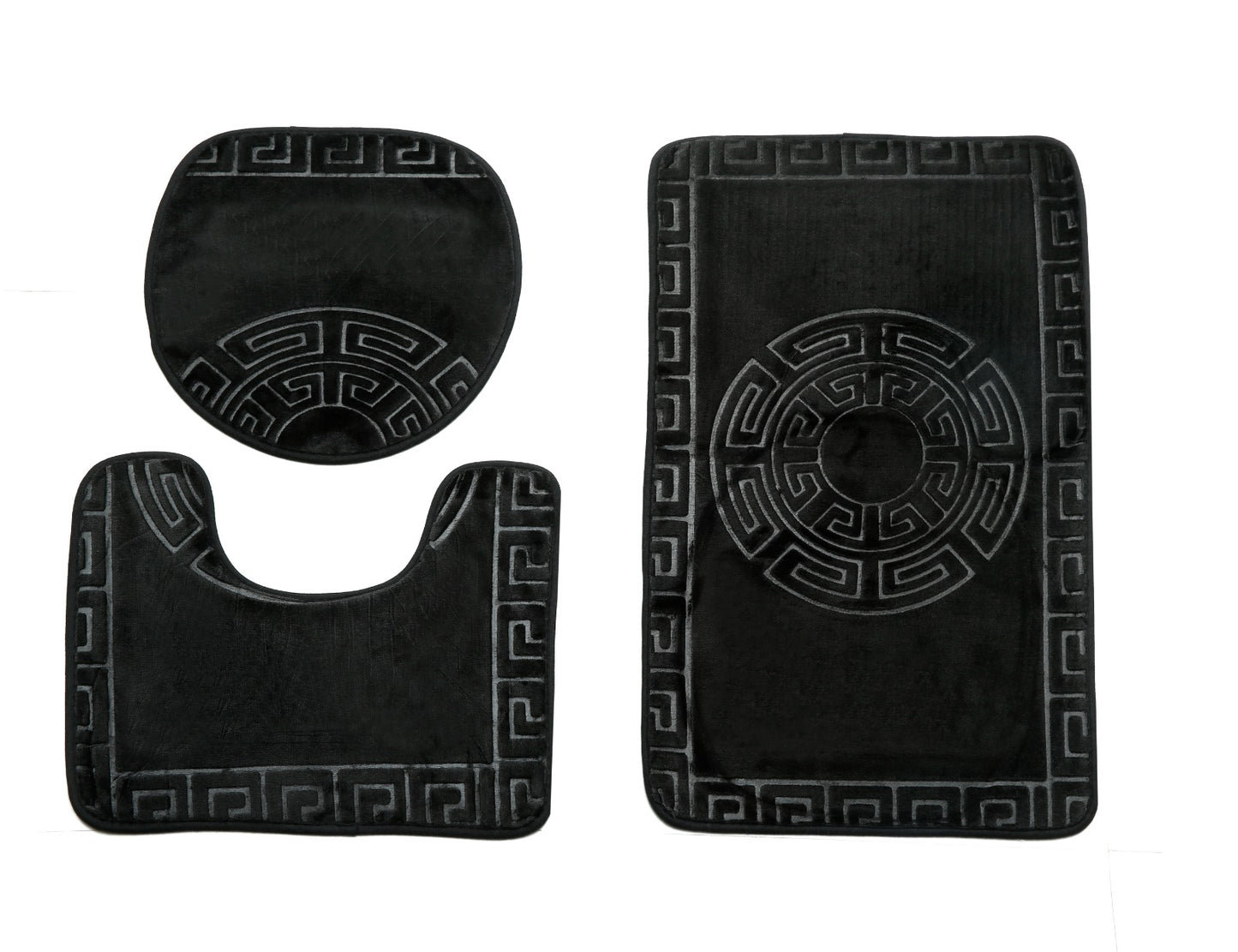 3 PCs Anti Skid Commode Mat Set-Black Versace