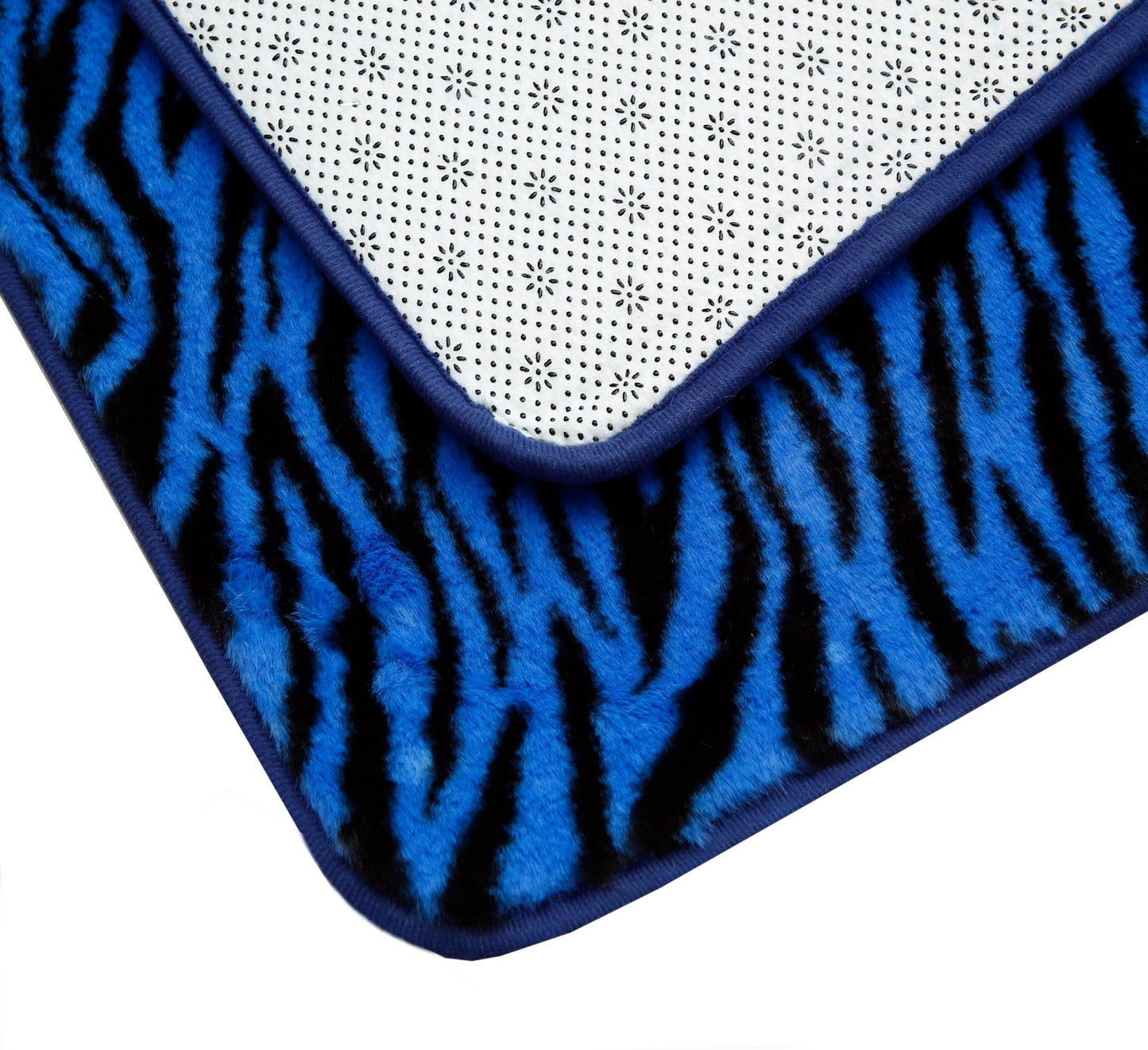 3 PCs Anti Skid Commode Mat Set-Blue Zebra Print