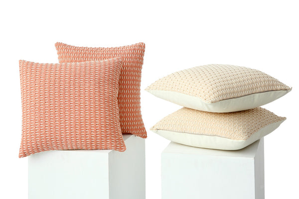 2 PCs 3D Embroidered Cushions-Pink