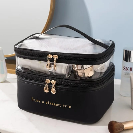Waterproof Pvc Cosmetic Bag Travel Portable Bag-Black