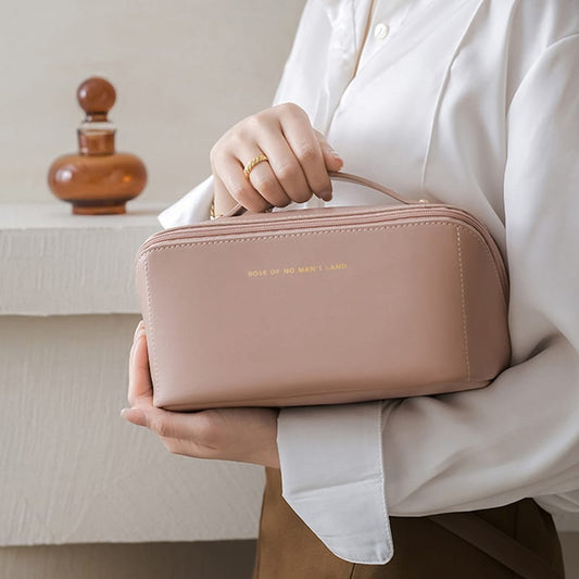 PU Leather Portable Makeup Pouch-Pink