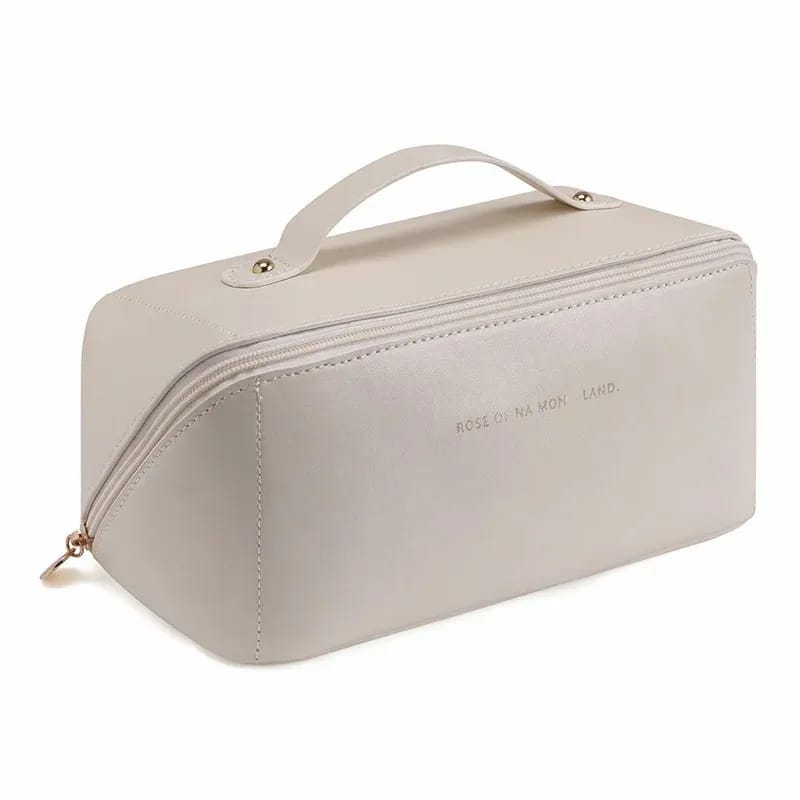 Portable PU Makeup Powder Waterproof Multifunctional Bag-14265Cream(SA2403-21) Cosmetic Organizer Apricot