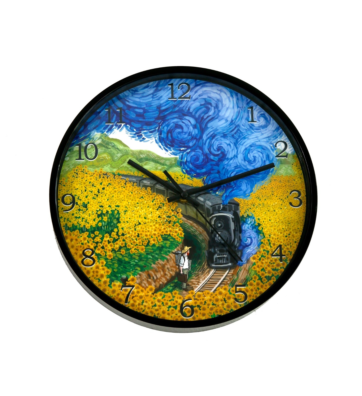 30 Cm Wall Clock Van Gogh-Train Clock Apricot   