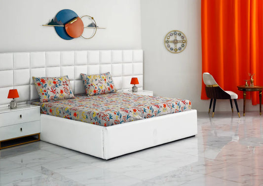 Zipper Mattress Cover Printed-Orange Lilly Protectors Apricot