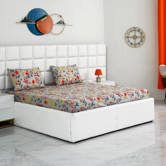 Zipper Mattress Cover Printed-Orange Lilly Protectors Apricot