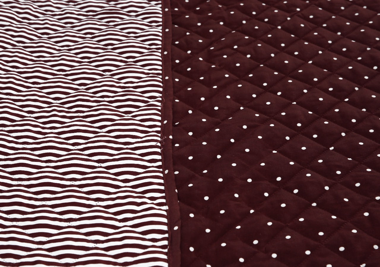 6 PCs Bed Spread Set-Plum Polka Bed Spread Apricot